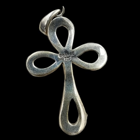 Vintage Barse Sterling Modernist Cross Pendant Unisex - Picture 4 of 5